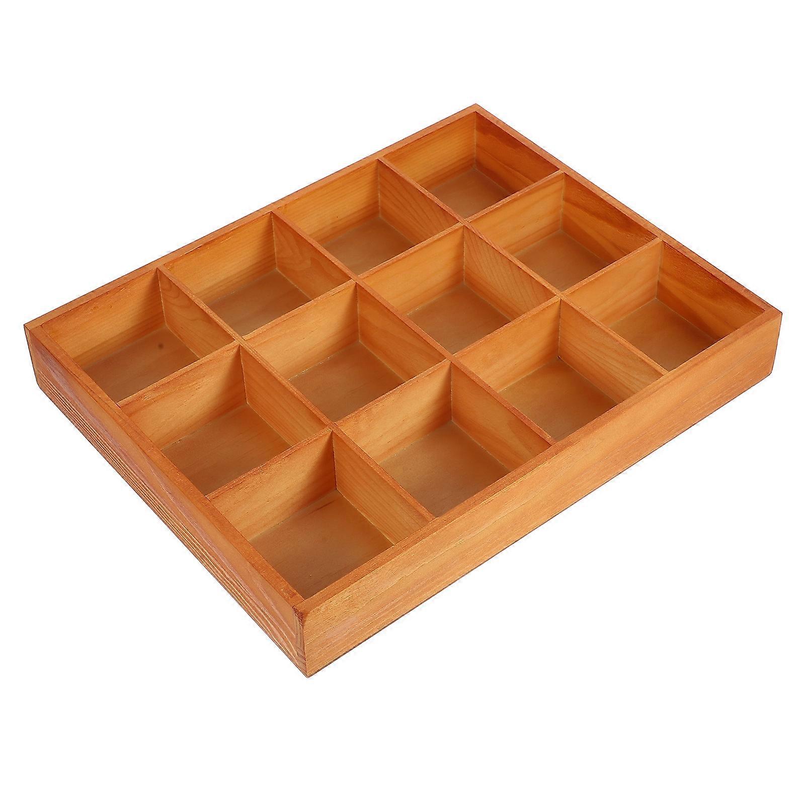 Wooden Sock Drawer Organizer for Storage with 12 Compartments
