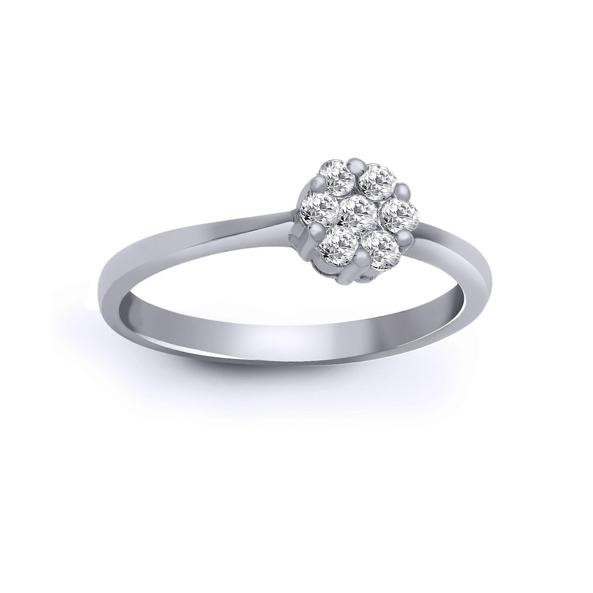 Jewelco London Solid 18ct White Gold Cluster Set Round G SI1 0.24ct Diamond Daisy 7 Stone Cluster Ring 5mm