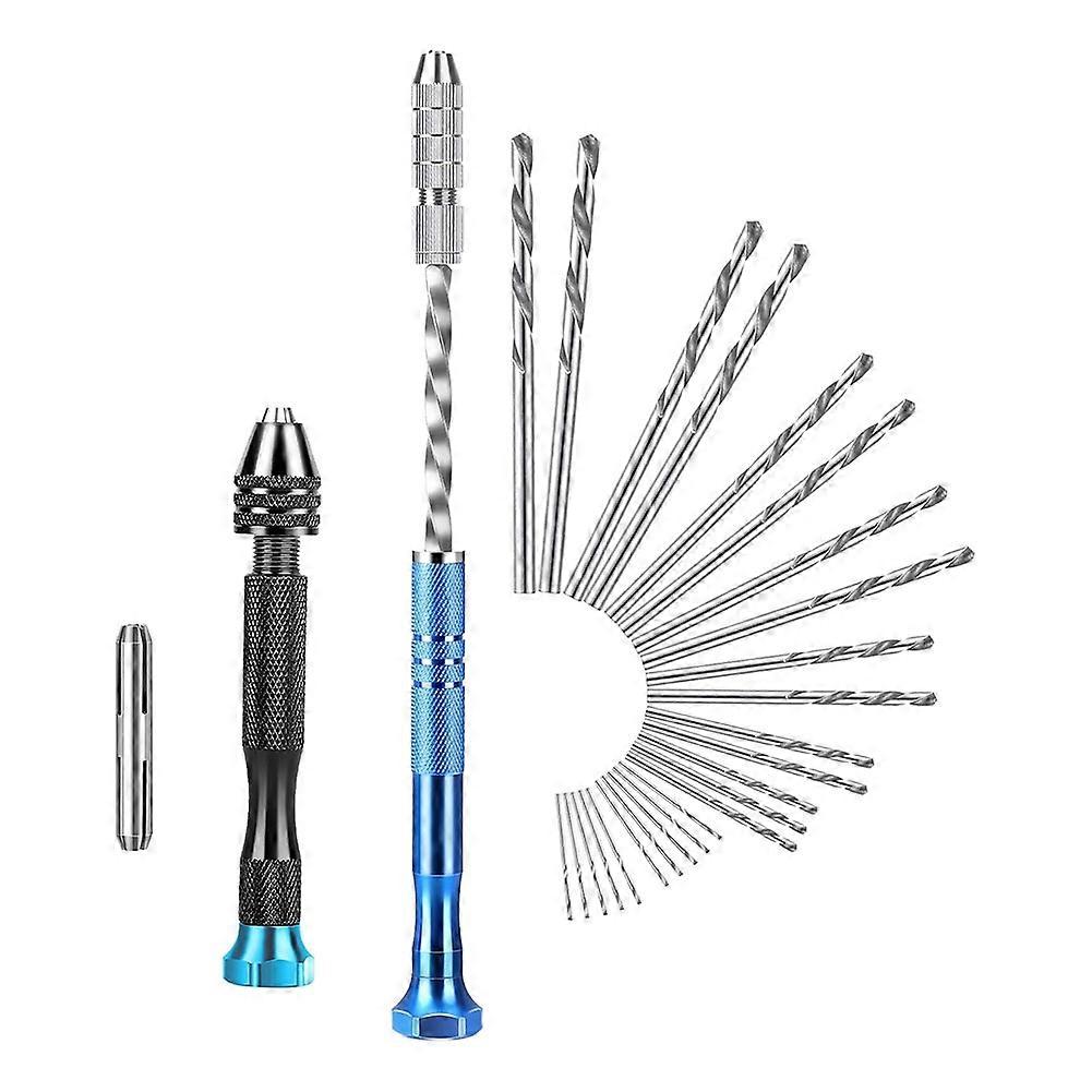 28PC Precision Pin Vise Hand Drill Set with 0.5-3.0mm Micro-Type Twist Drill Bit,for Electronic Assembling,Model Making