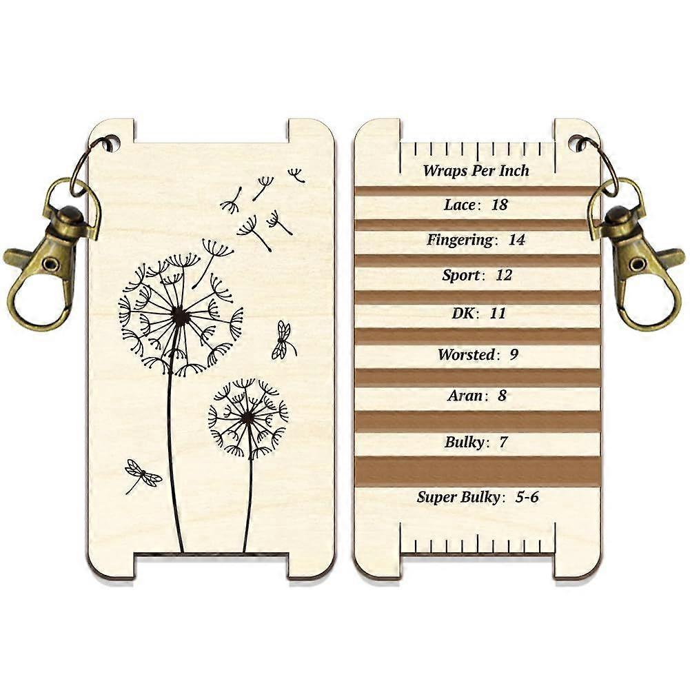 1 Pc Dandelion Dragonfly Spinning Control Card Plant Yarn WPI Guide Gauge with Clasp Wood Yarn Wrap Guide Board with Diz for Spinners Yarn Measuring T