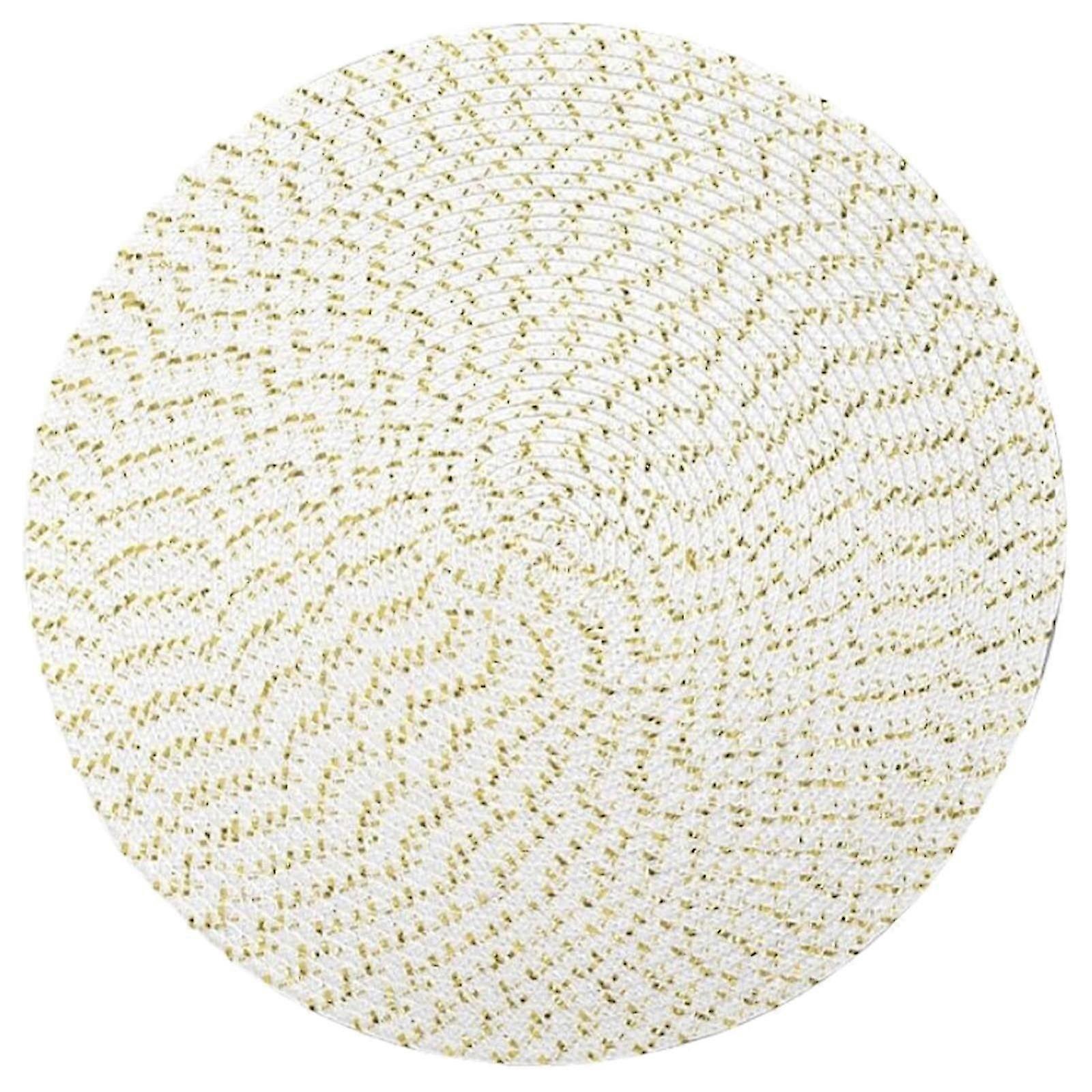 Lekdue 15" Round Woven Spiral Placemats Set of 4, PP Non-Slip Table Mats, White - Compatible with Lekdue