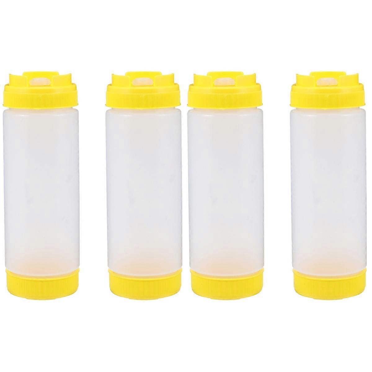 4 Pcs Squeeze Sauce Salad Dressing Plastic Container Jam