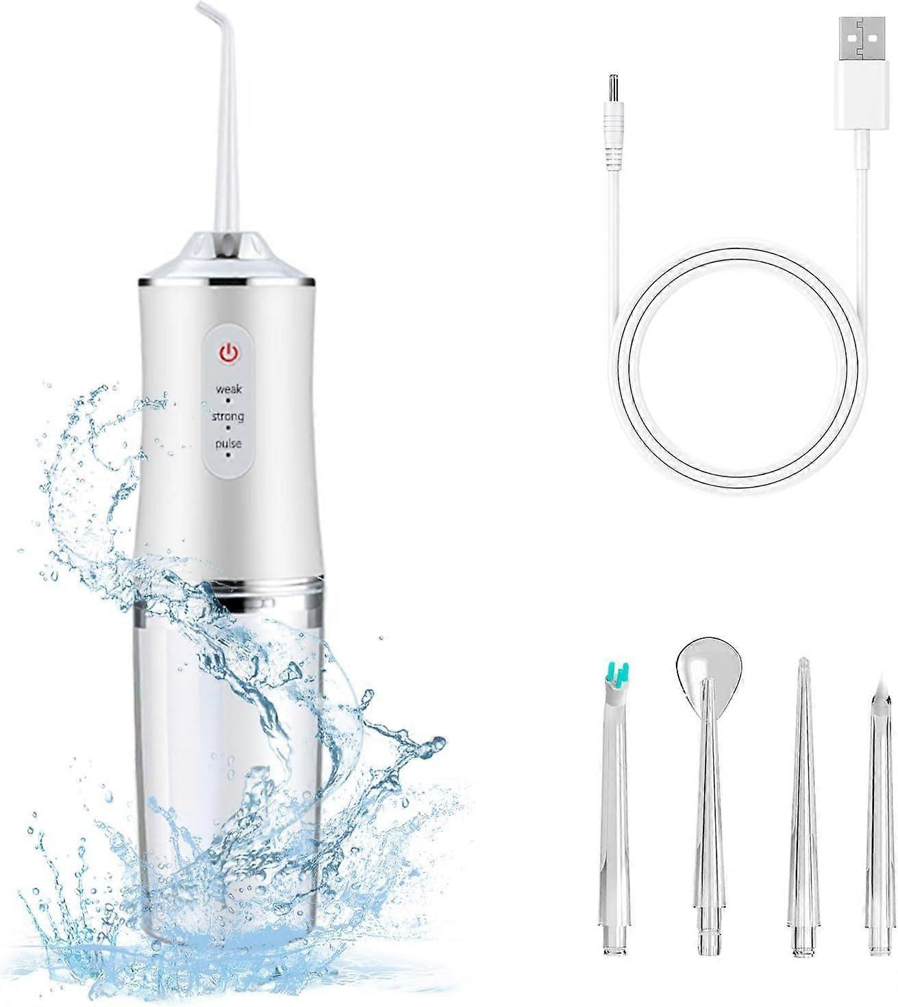 Electric Water Flosser Cordless for Teeth 3 Modes 4 Jet Tips Cleaning and Flossing Water Dental