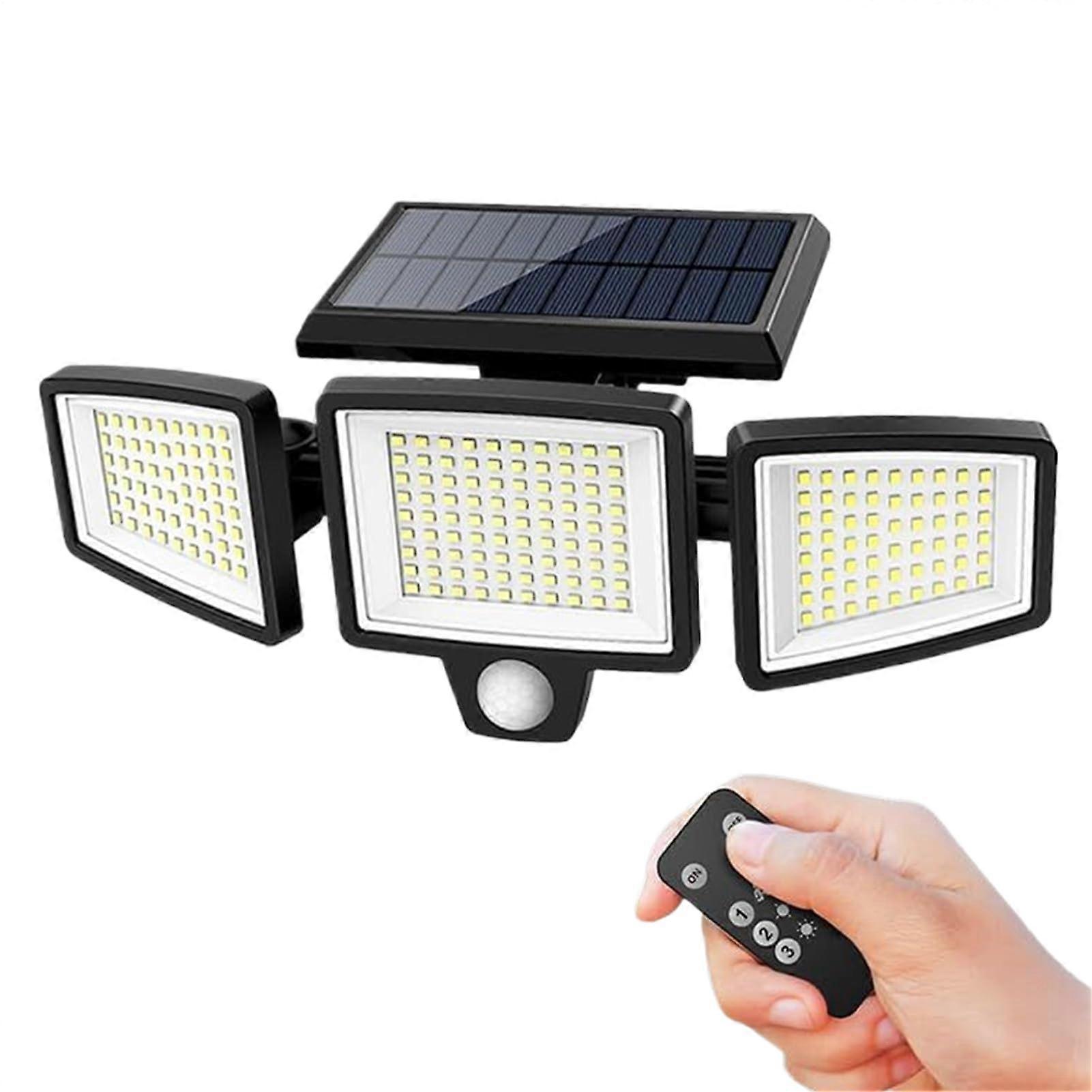 Solar Lights Outdoor 2500LM Motion Sensor LED with Remote, 3 Head Waterproof Security Light for Garden Patio Yard