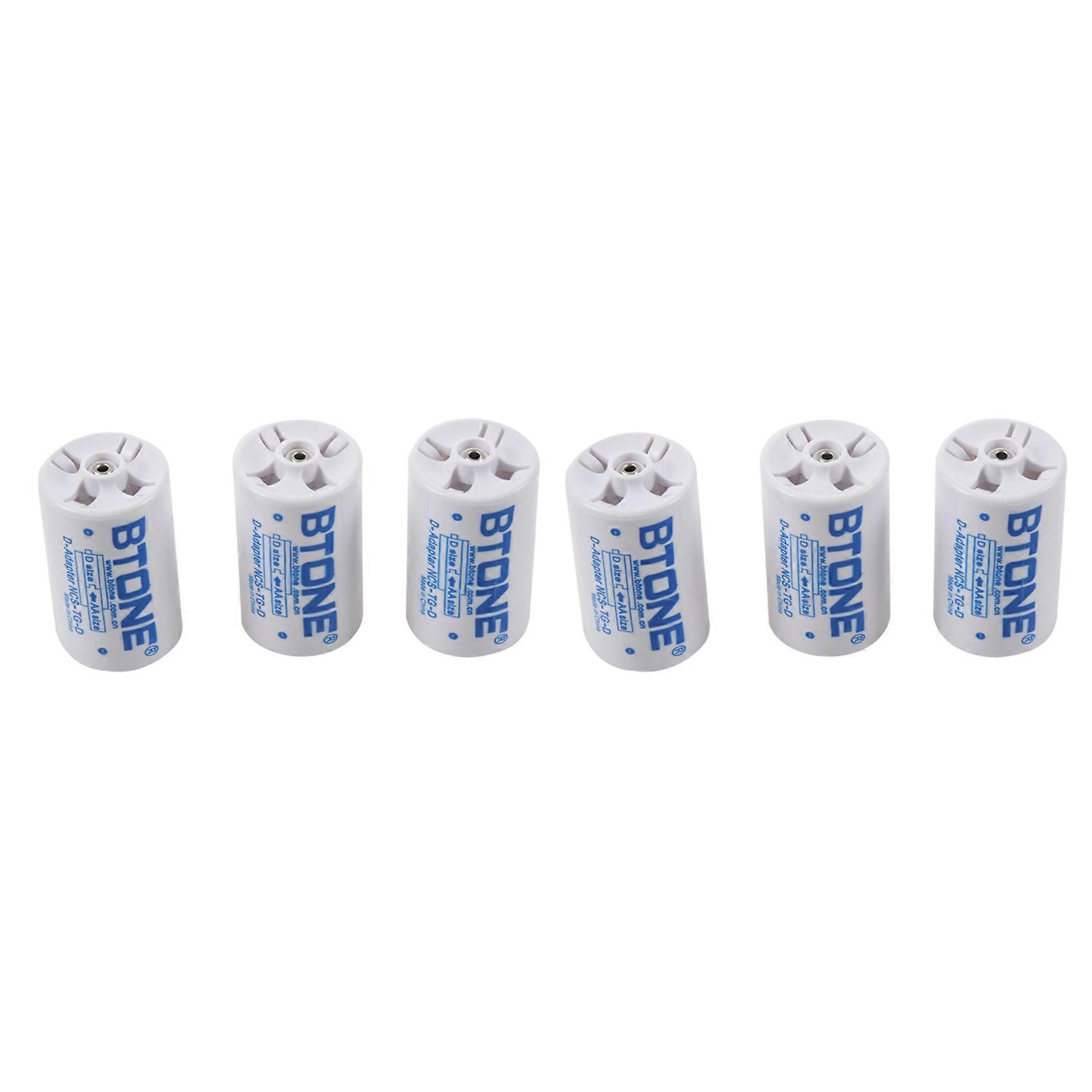 BTONE 6PCS White Parallel AA to D Size Battery Adapter Converter Holder Box