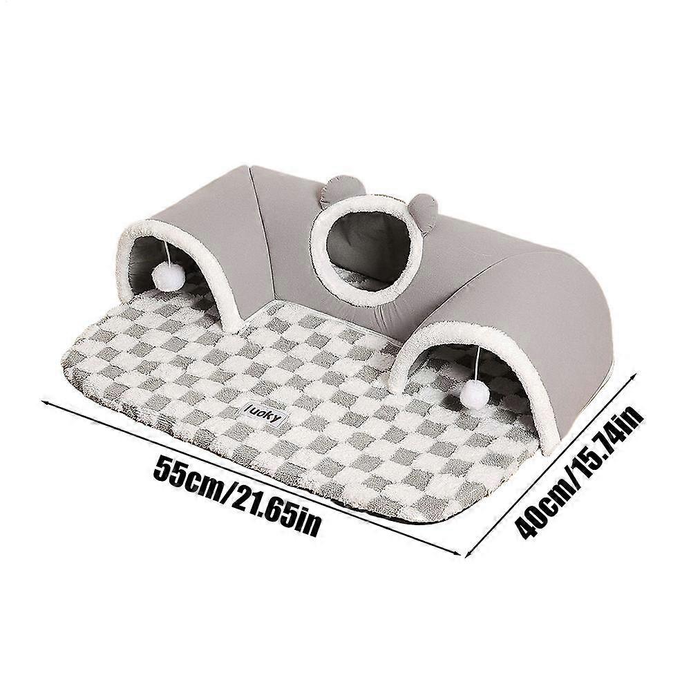Cat Play Tunnel Three-Hole Kitten Tunnel Cat Nest Sleeping Mat Nest Interactive Toys Pet Supplies Interactive Toys Sleeping Mat