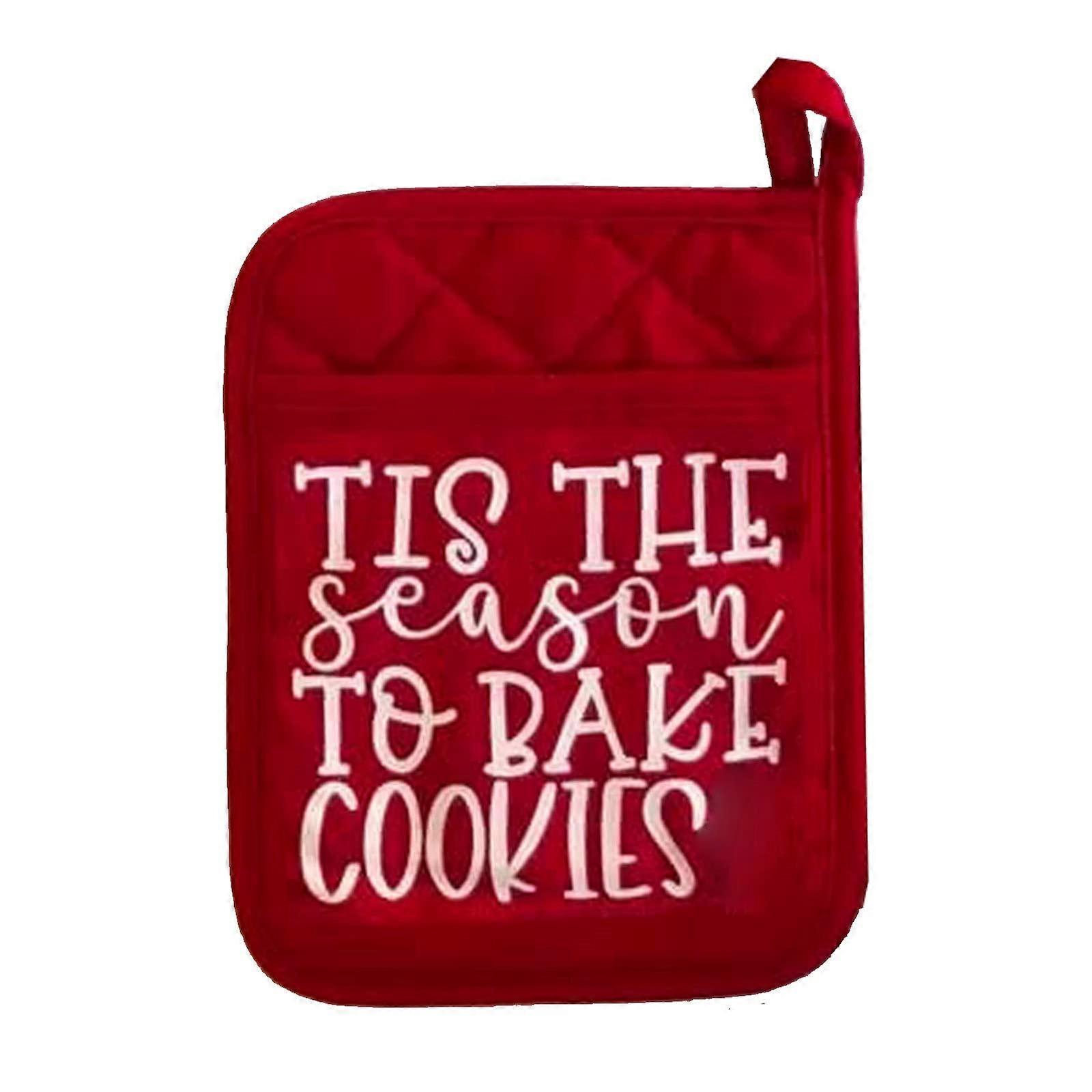 Christmas Oven Mitts with Heat Resistant Pocket and Festive Holiday Pot Holders Set for Baking