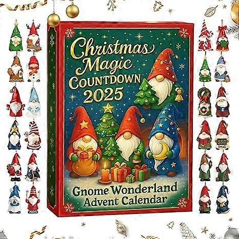 Christmas Countdown Calendar with Whimsical Gnome Ornament for Holiday Tree and Advent Decor