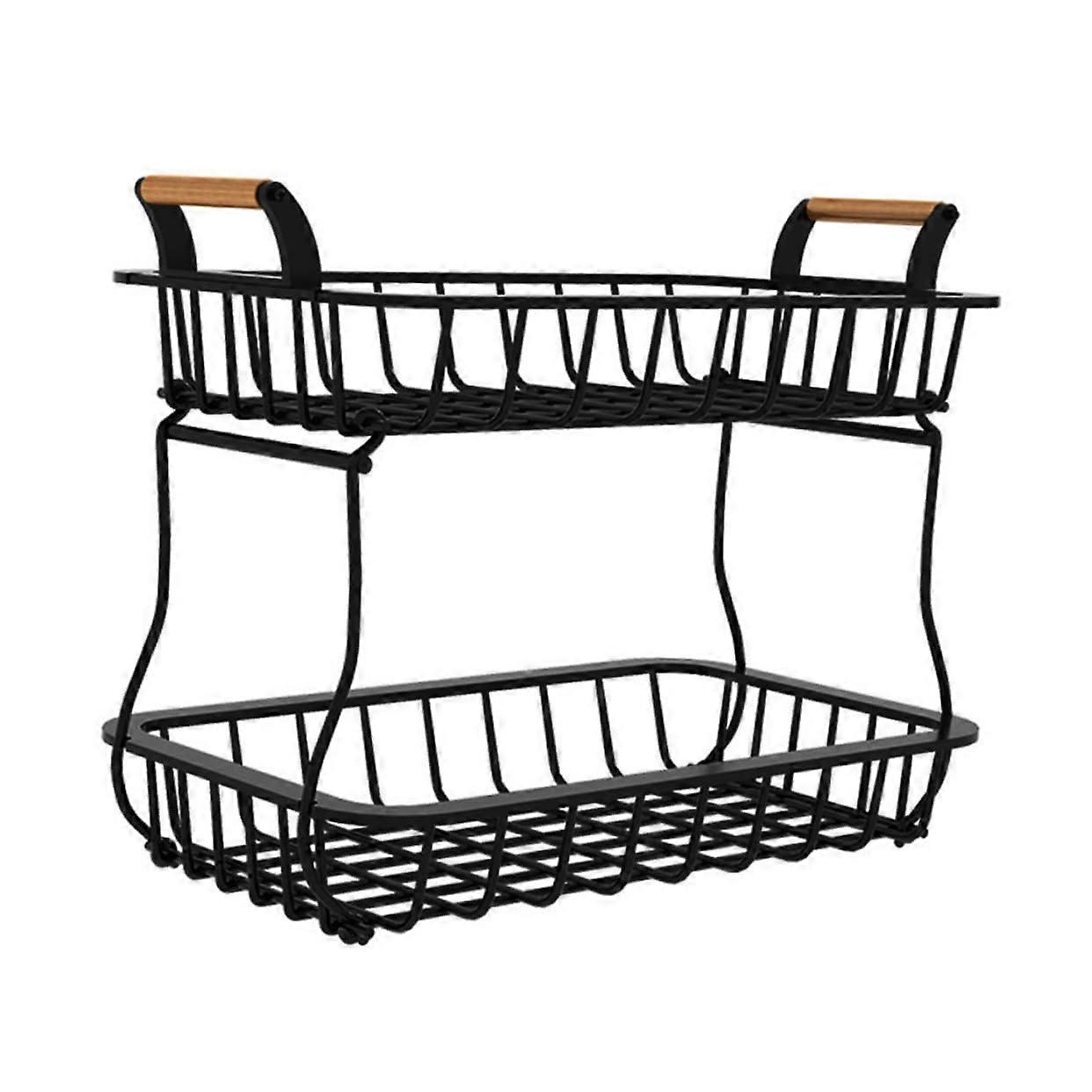 Kitchen Storage Basket Double Layer Detachable Fruit and Vegetable Drainer Large Countertop Organizer