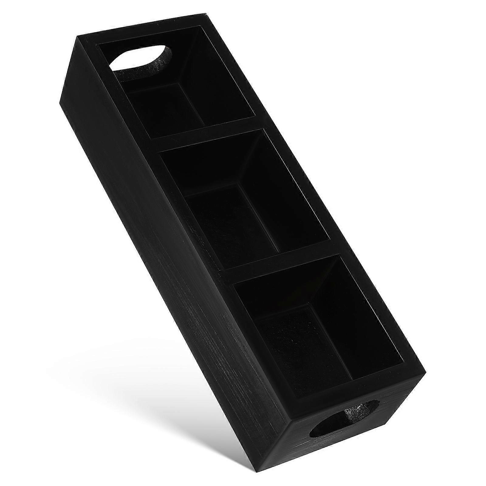 Wood Tea Bag Organizer with Multi Compartments for Storage Black Ample Capacity Compact Size
