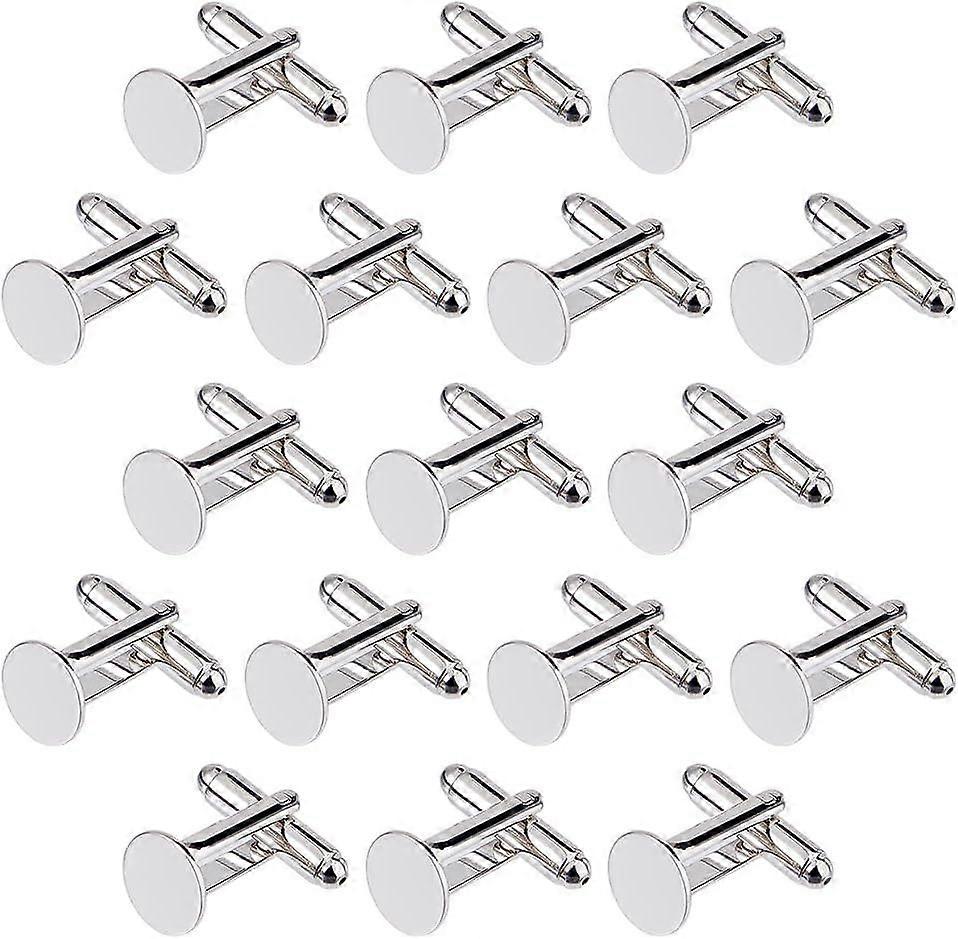 30PCS Blank Cufflinks Men's Cufflinks 10mm Round Cuff Links Trays Platinum Cufflink Blank Setting Tray Brass Cuff Button Cuff Links DIY for Mens Gifts