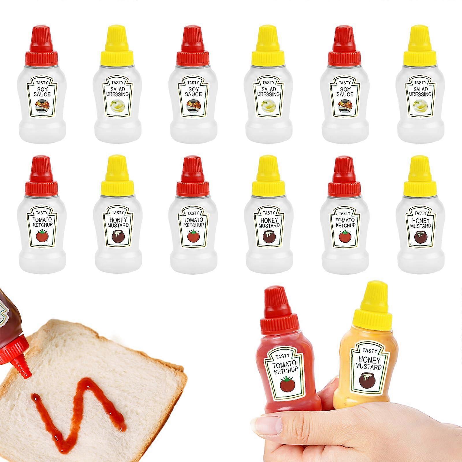 12 Pcs Mini Sauce Bottles Leakproof SnapOn Lid Refillable Travel Condiment Containers 25ml