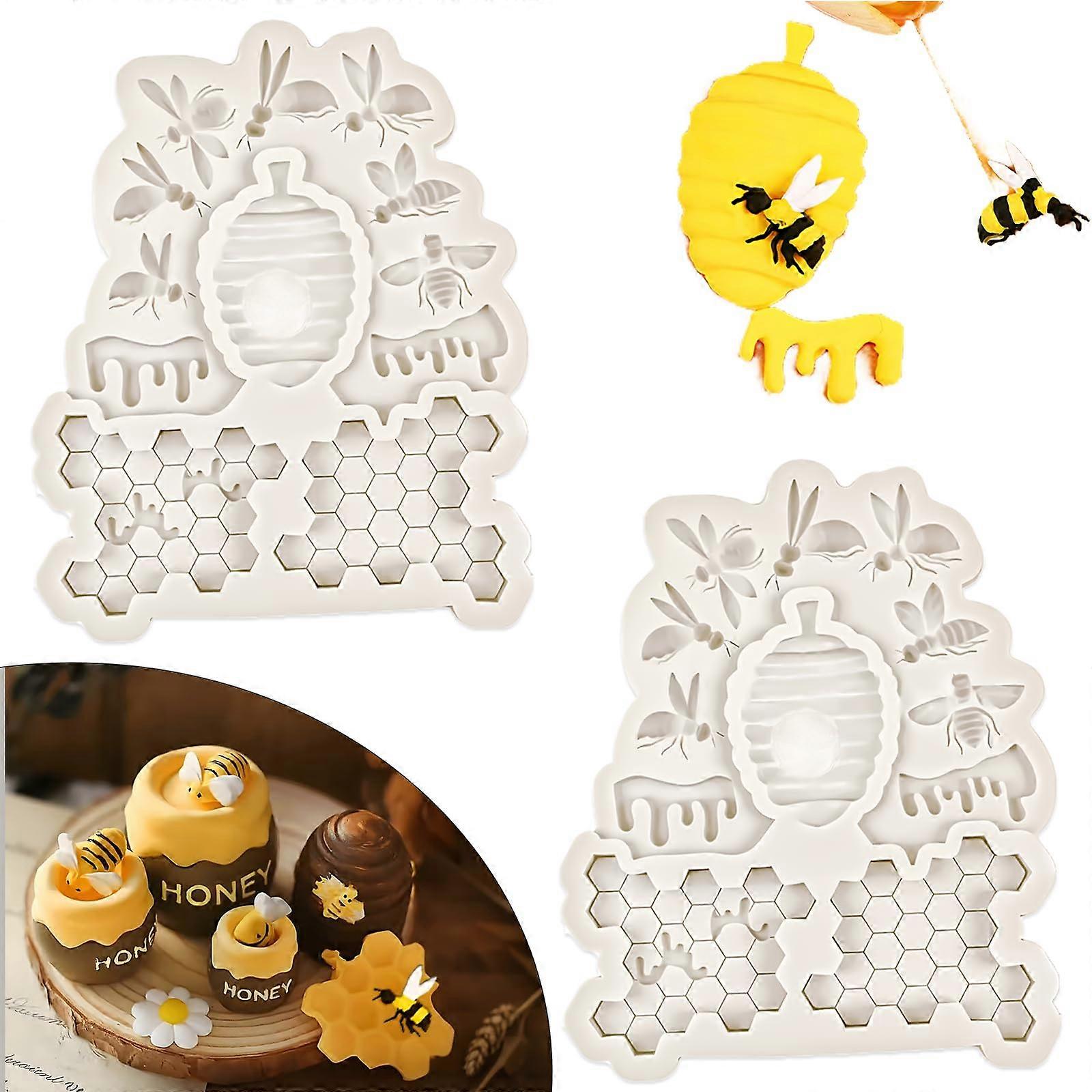 Bee Honeycomb Silicone Mold 12 Cavity 2PCS with Realistic Pattern for Cake Decorating and Candy