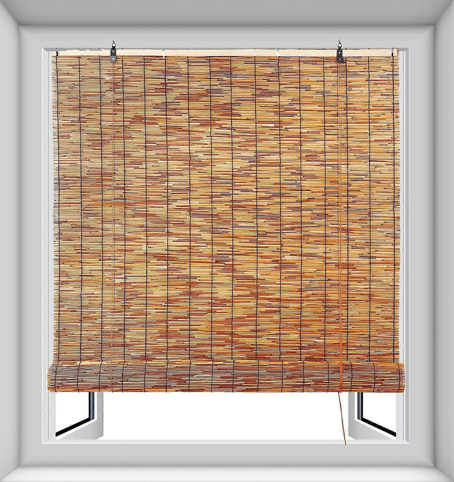 Bamboo Window Blinds Cordless Roll Up Shades 80% Light Filtering for Patio Porch 60x64