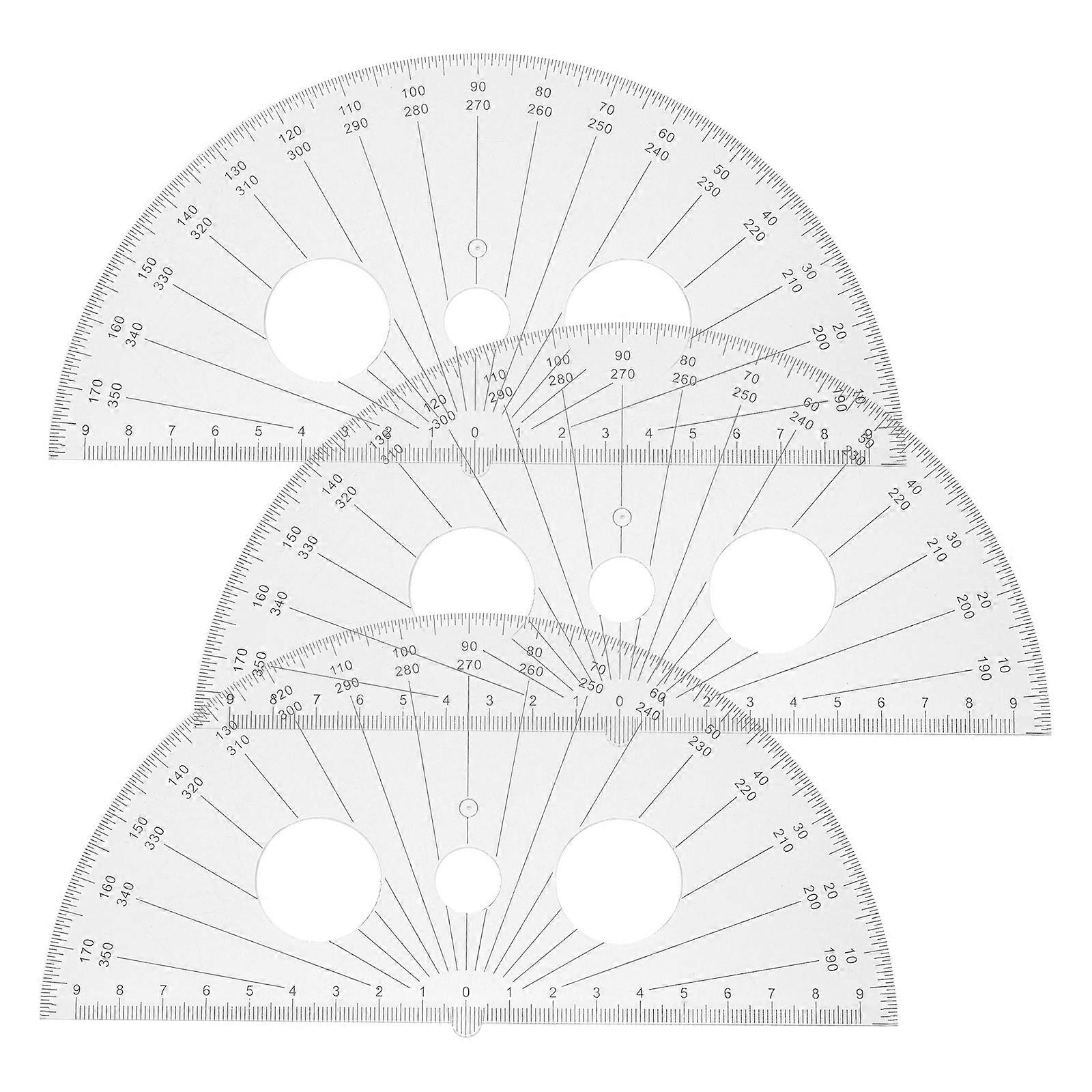 Plastic Multifunction Protractor Ruler for Measuring Use 3Pcs Clear Geometry