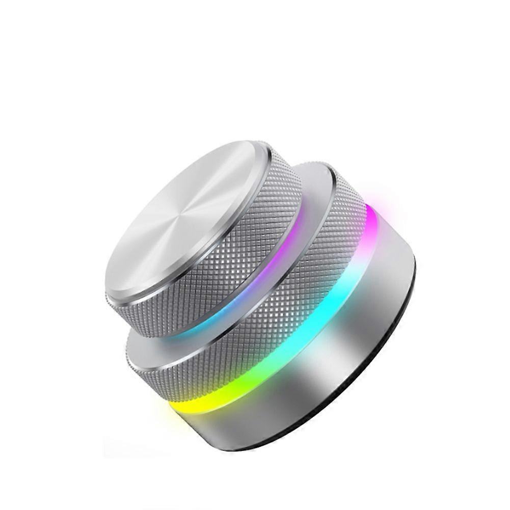 Dual-Mode Dual Knob Keyboard with RGB Lights Reverse Direction Knob Single-Button Bluetooth Volume Knob Silver