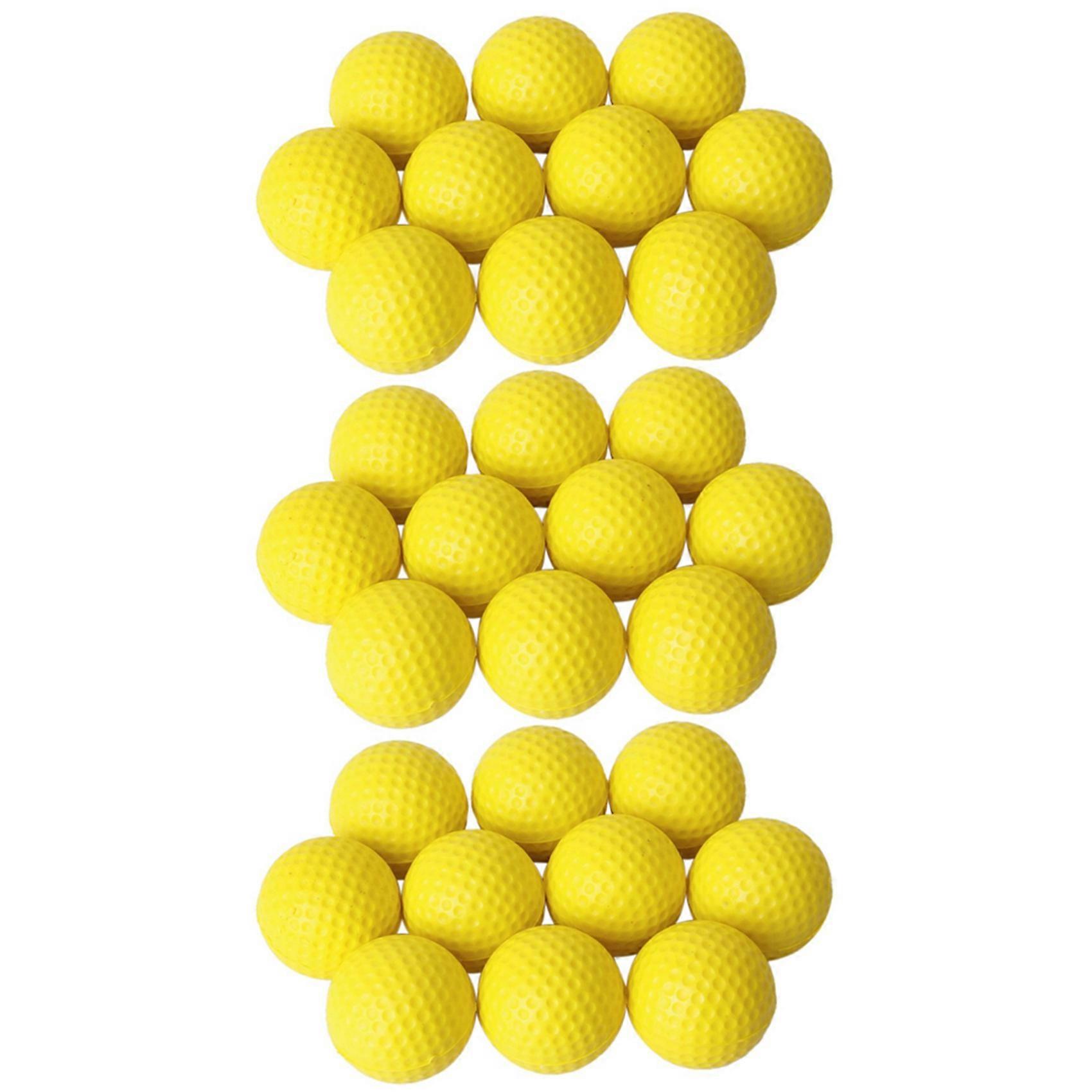30pcs Yellow Soft Elastic Indoor Practice PU Golf Ball