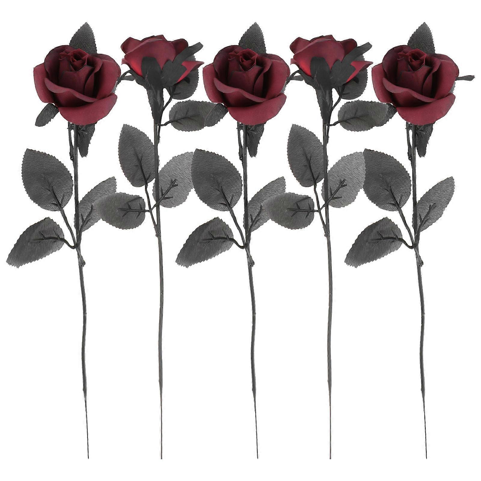 Simulation Rose Wedding Rose Ornament for Scene Layout 5Pcs Red Decor