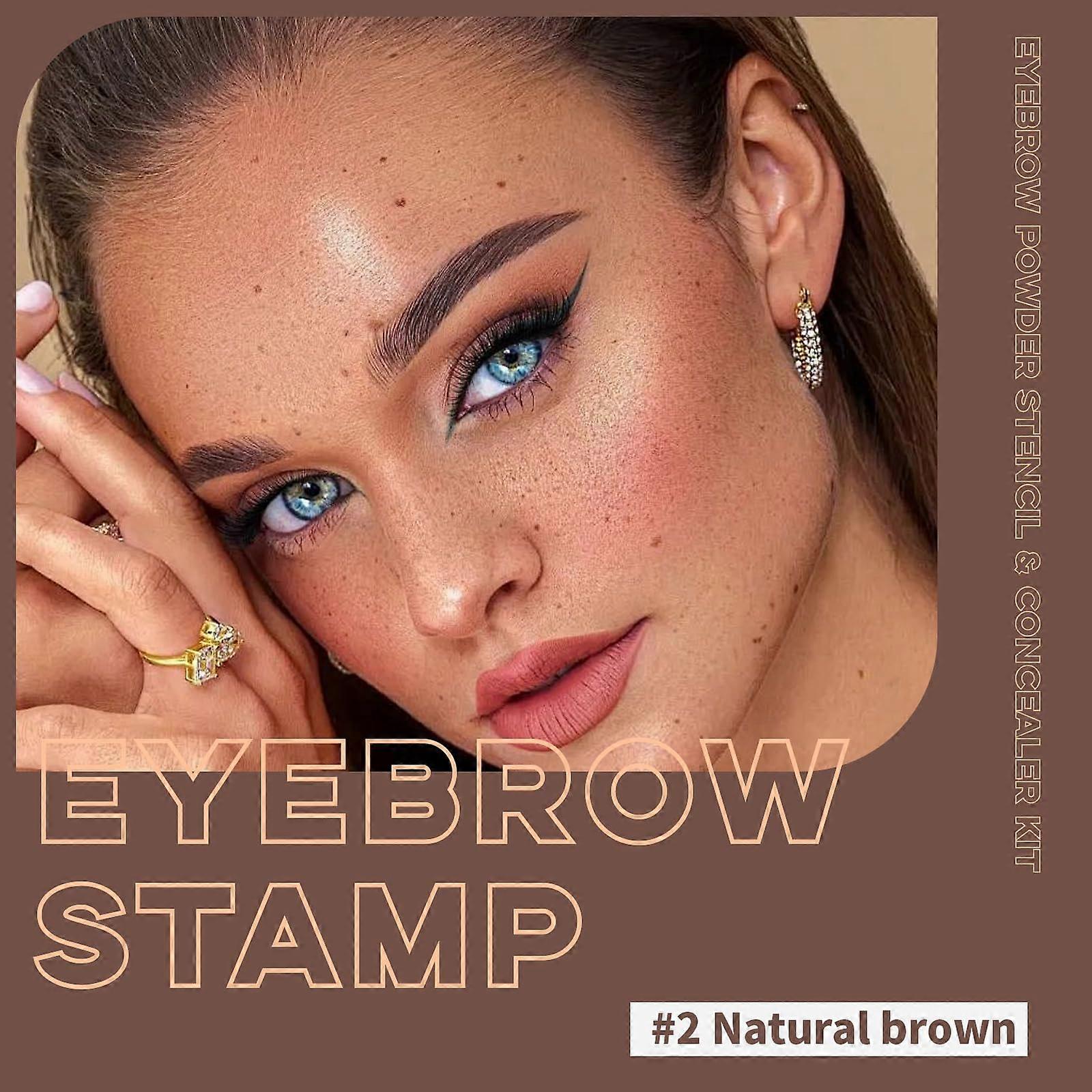 Dark Brown Waterproof Eyebrow Stamp and Stencil Kit with Reusable Templates for  Brows