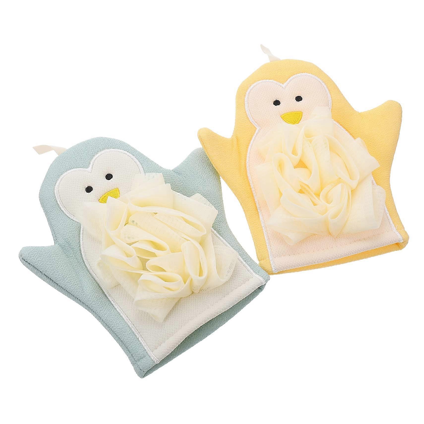 Exfoliating Bath Towel and DoubleSided Scrubbing Gloves, Full Body Coverage, Rich Foaming, 2pcs