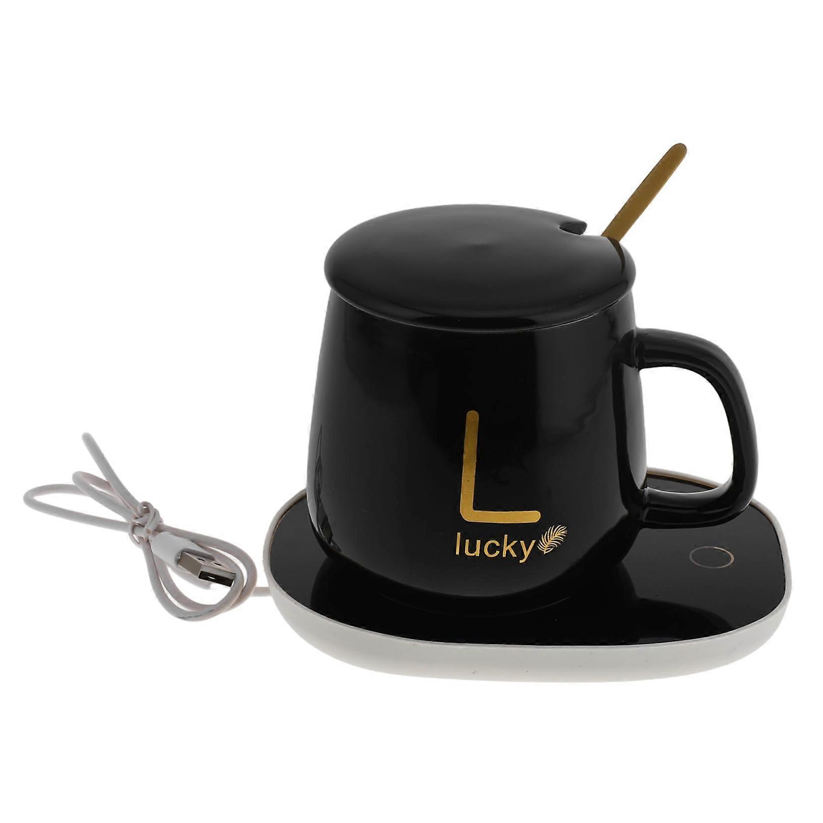 USB Coffee Mug Warmer with Ceramic Cup, Constant Temperature USB Powered Coaster for Desk Home Office