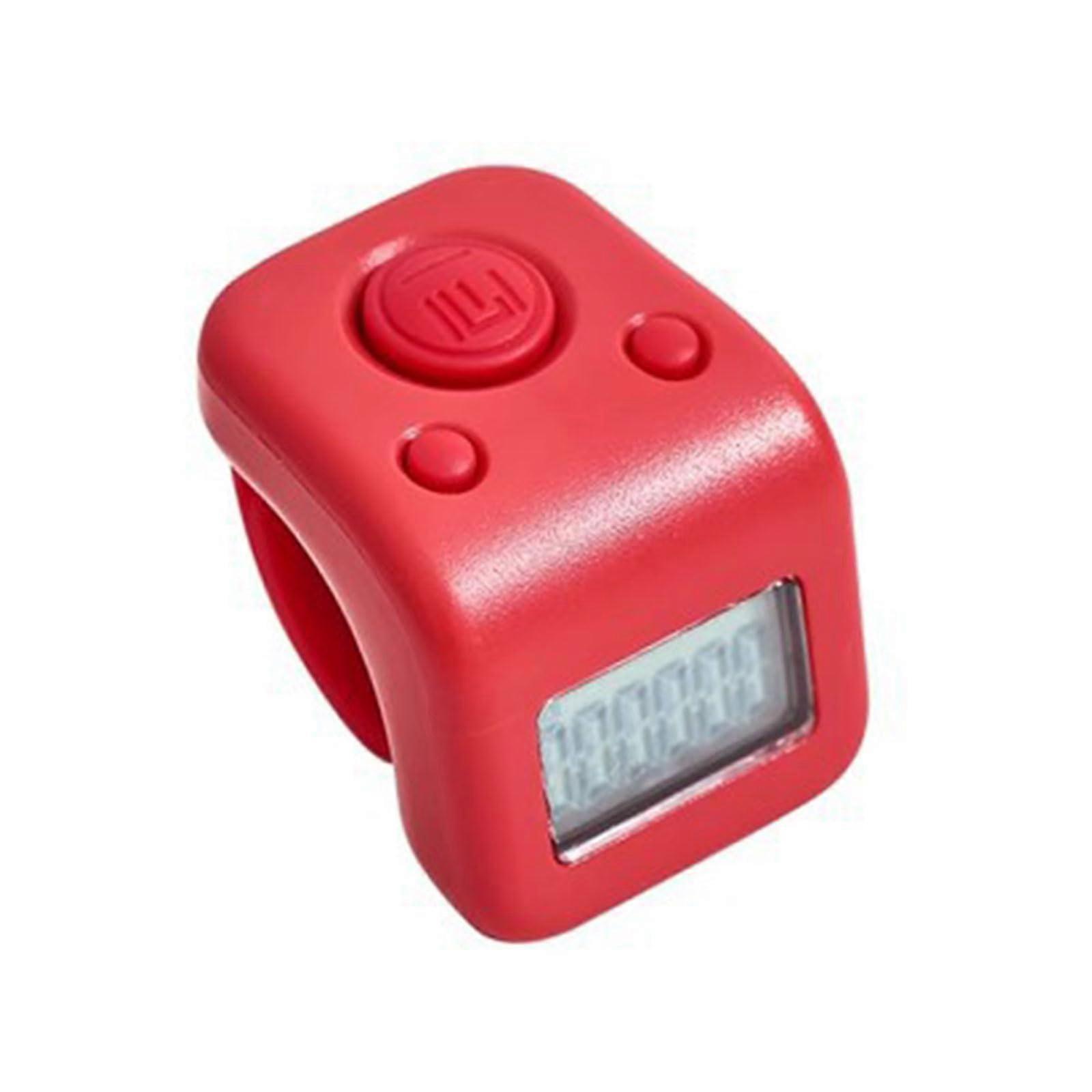 Digital Finger Counter with LCD Display, Adjustable Strap, Waterproof for Knitting and Prayer Red