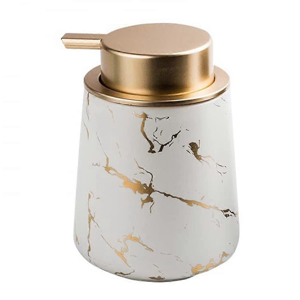 Ceramic Soap Dispenser Marble Matte White Refillable Bathroom Lotion Pump Bottle for Countertop