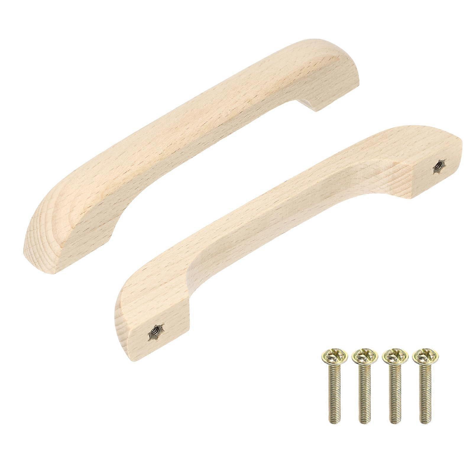 5 Pack Beech Wood Cabinet Handles 128mm Modern Farmhouse Style Durable Solid Wood Drawer Pulls