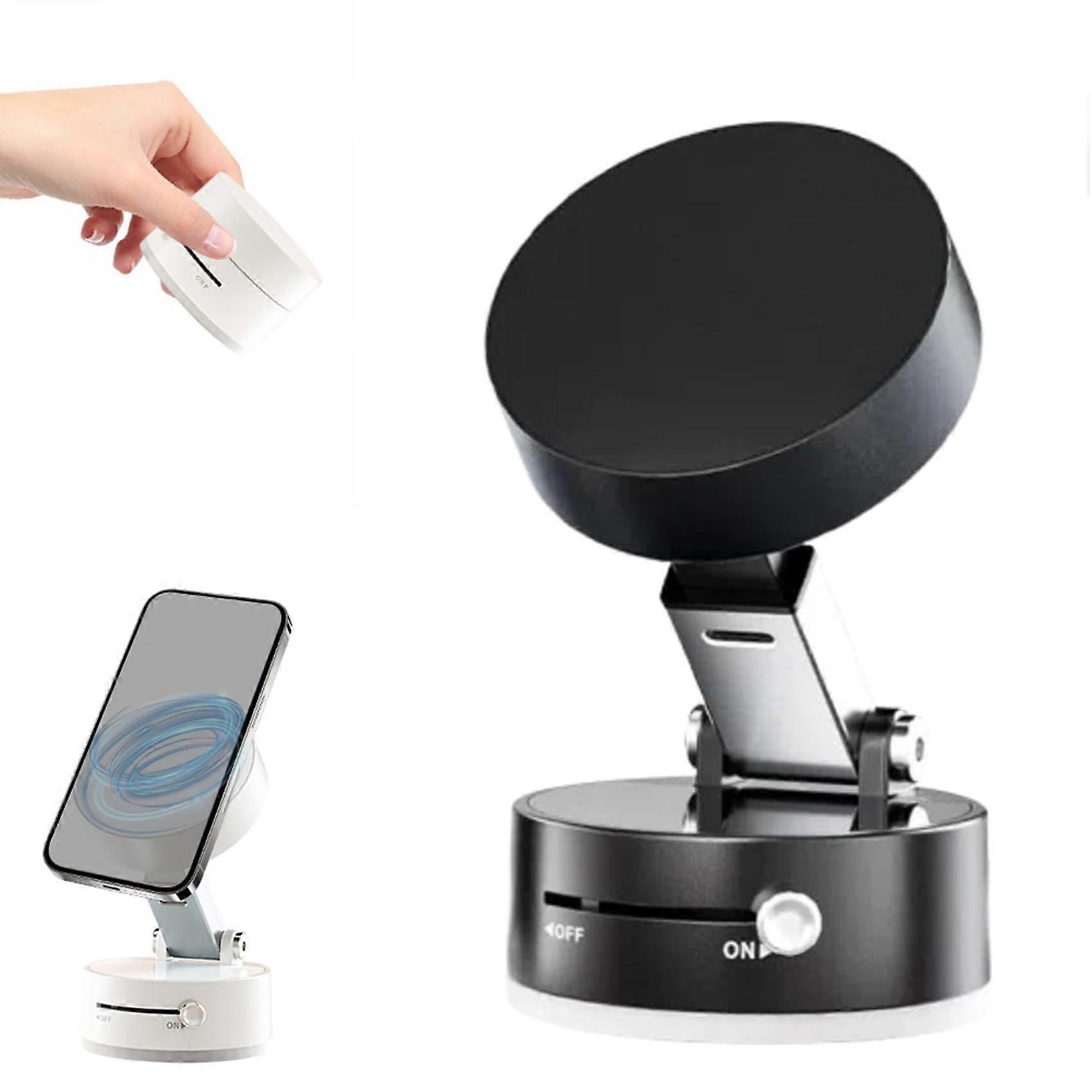 Magnetic Phone Holder with Vacuum Lock, Foldable Adjustable Car Mount for Dashboard, Black