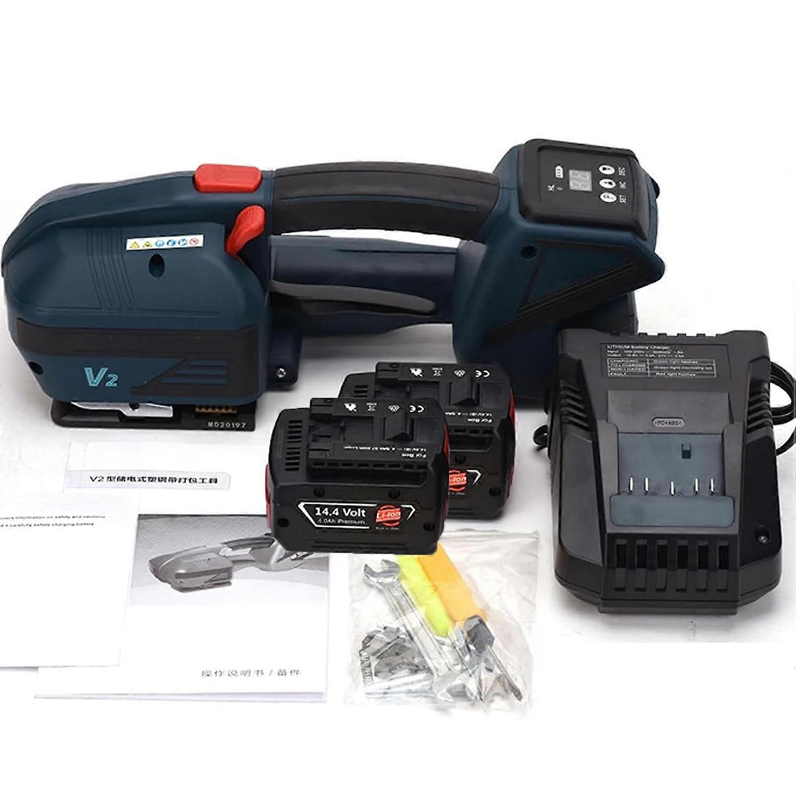 Automatic Strapping Machine with Cordless Operation, 4000mAh Battery, Fast Friction Sealing, 2 Pack