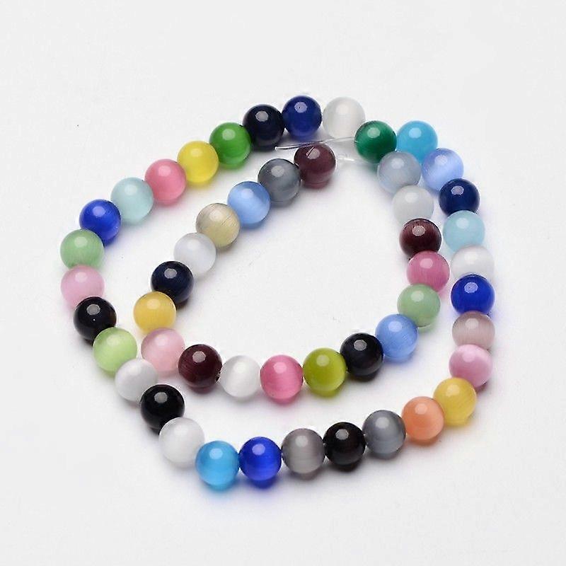 Cat Eye Beads Round Mixed color 8mm Hole: 1mm