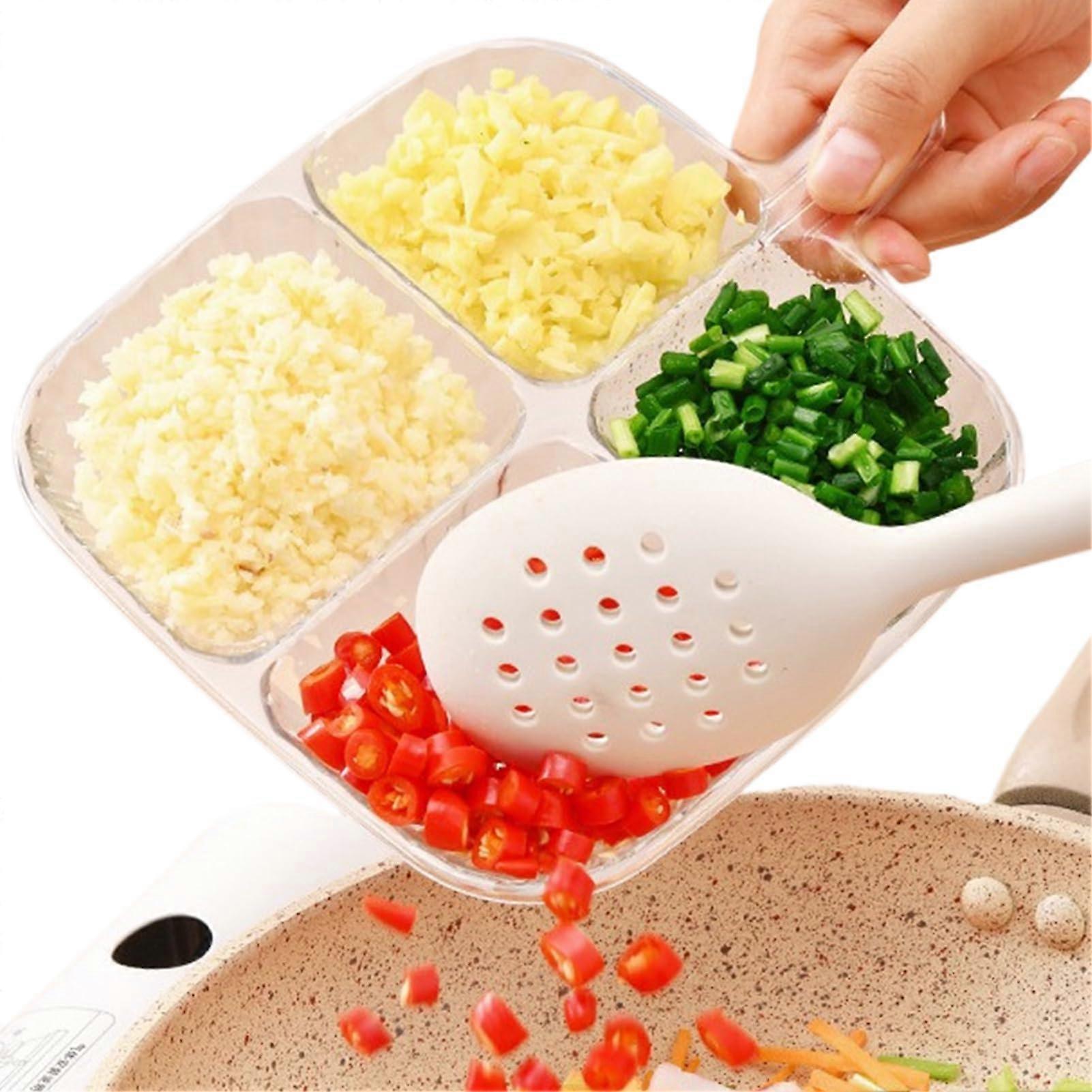 Divided Plates with Flavor Separation Design, Square Camping Tableware Dishwasher Safe Transparent Green