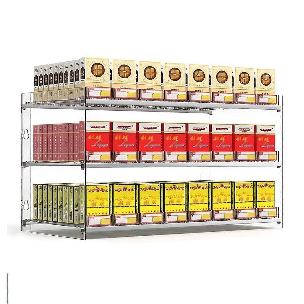 Acrylic Cigarette Display Case with Automatic Pusher, MultiTier Organizer for Supermarket 50.5cm