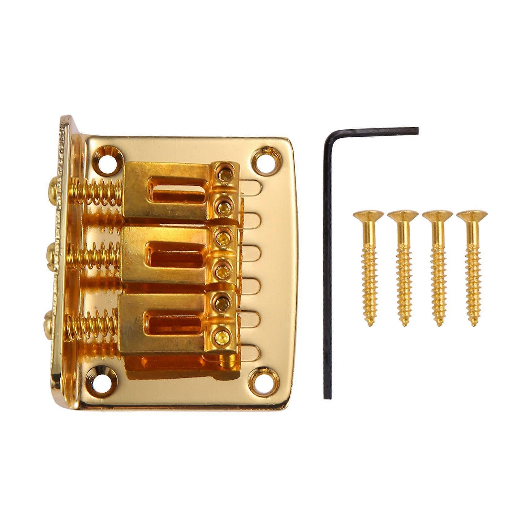 Cigar Box Guitar Parts: 3-string Gold Top Loading Hard-tail Adjustable Bridge Gold Color