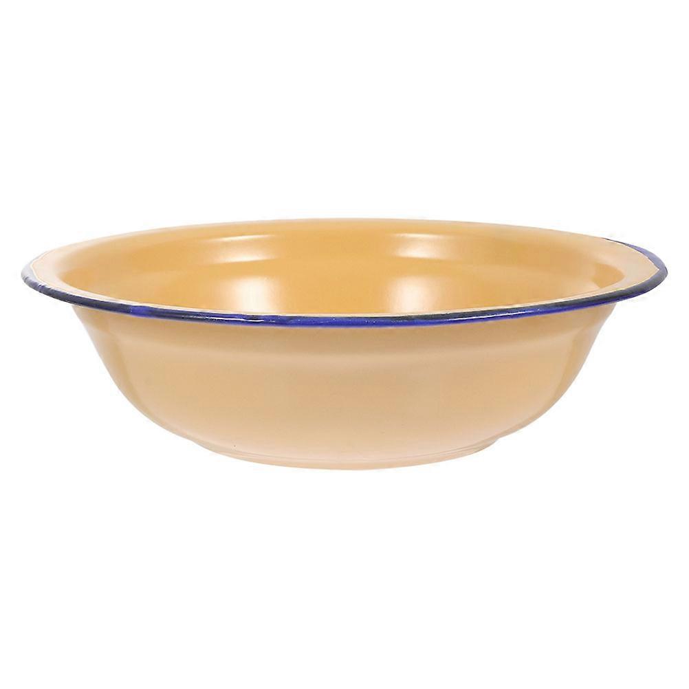 Enamel Basin Retro Thickened Soup Basin for Kitchen Use Yellow Multi-Functional