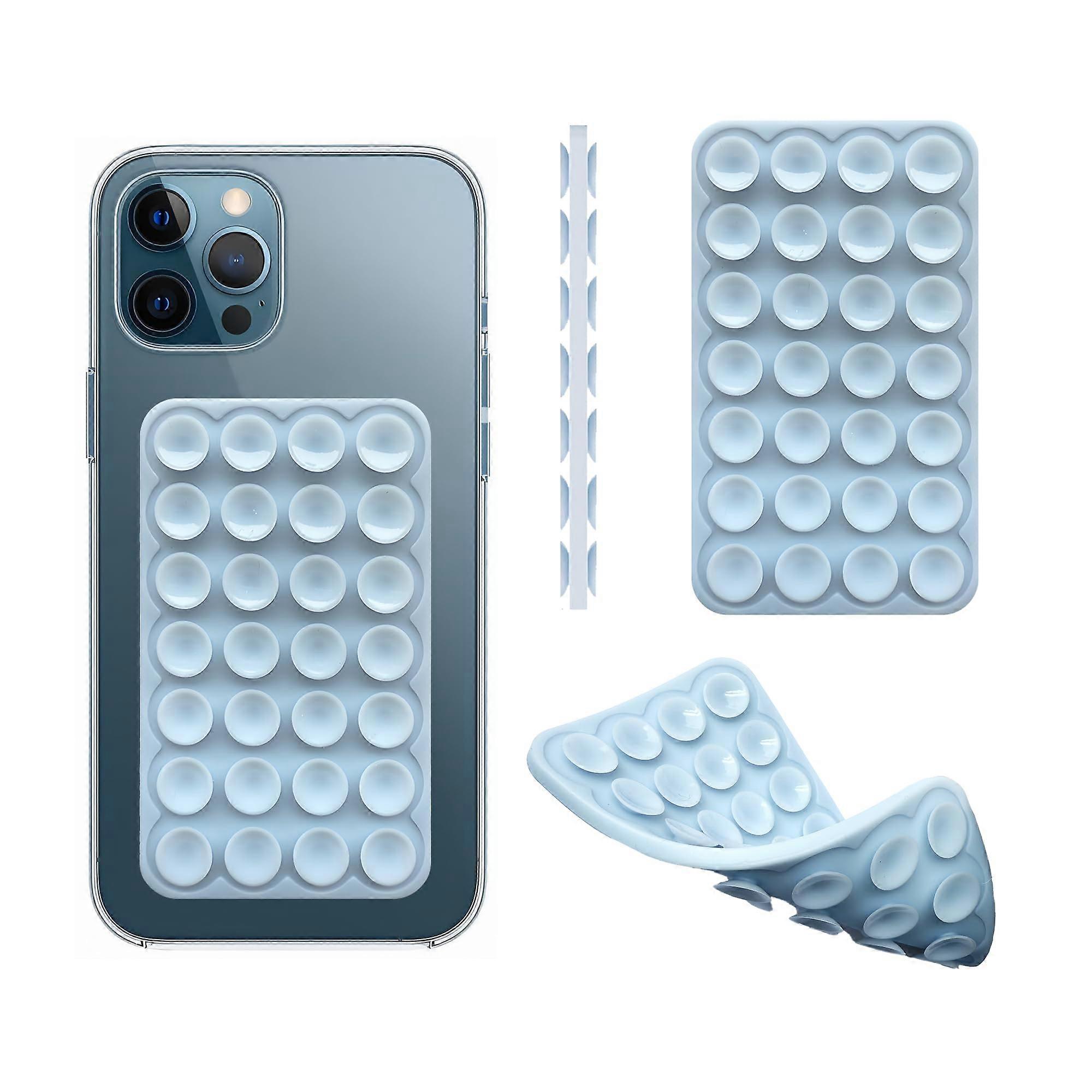 Baby Blue Phone Grip Case with Detachable DoubleSided Suction Stand for iPhone and Android