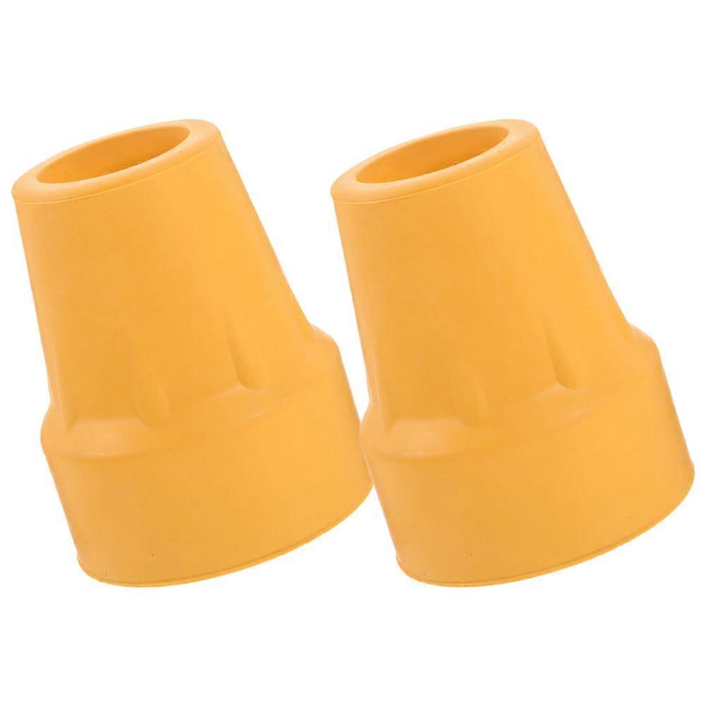 Durable Yellow Crutch Tips Rubber Cane Tips for Trekking Poles 2Pcs