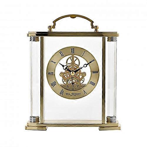 Wm. Widdop Gold Mantel Clock with Handle Skeleton Movement *(12/10)*