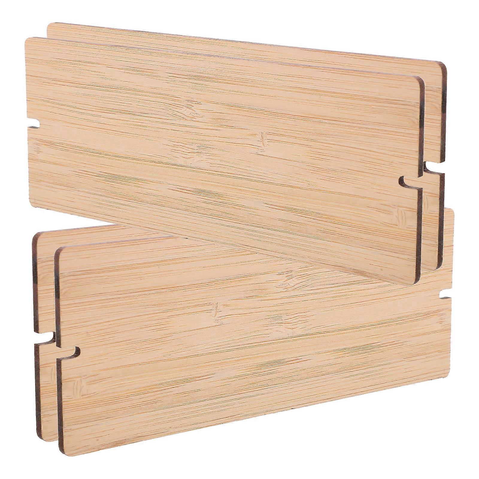 Khaki Bamboo Blank Sign Multi-Function Door Plate 4Pcs for Decoration