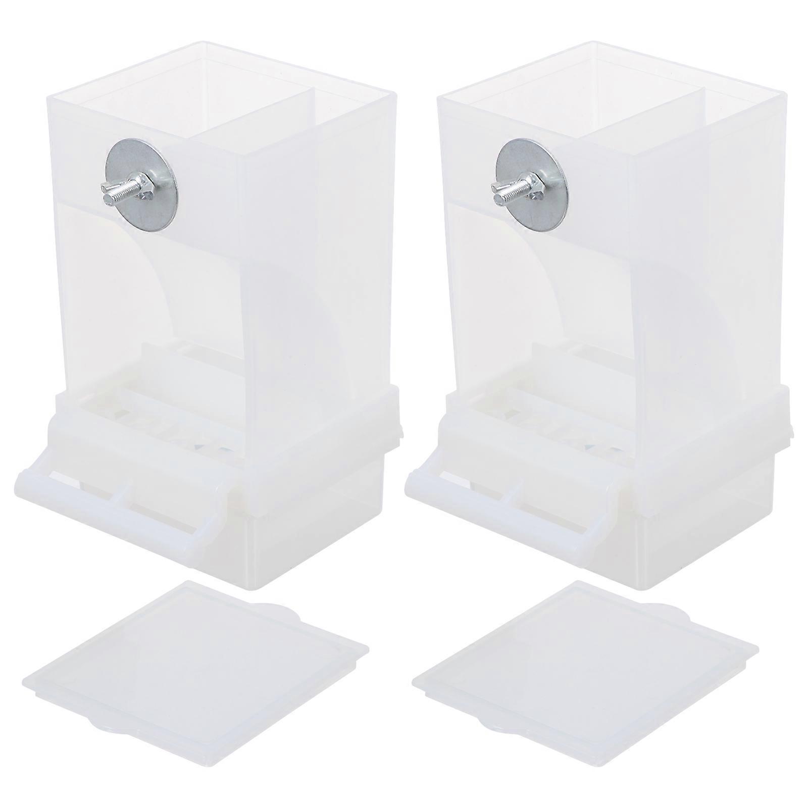Automatic Bird Feeder Bird Feeding Container for Feeding 2Pcs White Acrylic