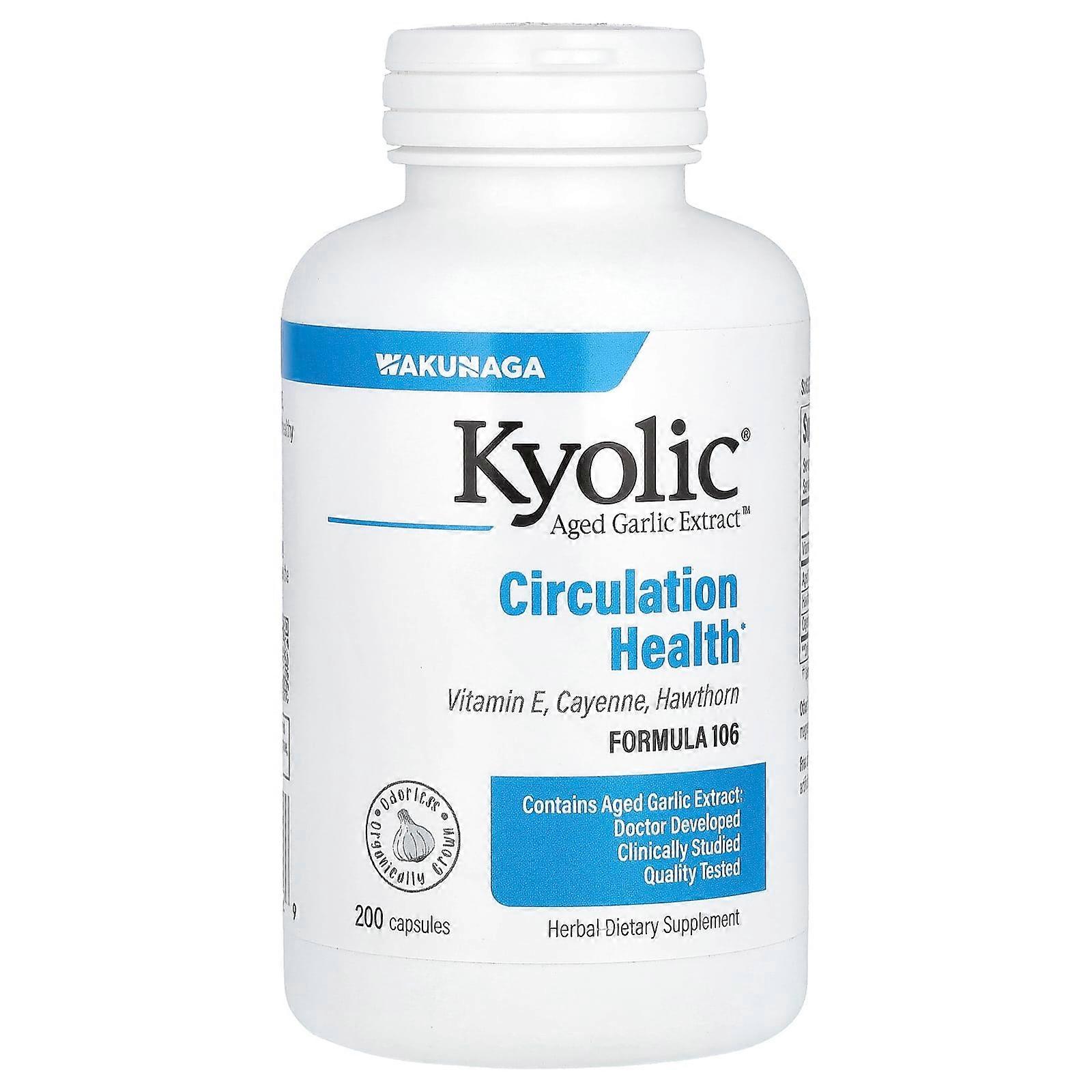 Kyolic, Aged Garlic Extract, Circulation, Formula 106, 200 Capsules