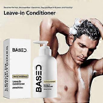 Instant Anti-Frizz Hair Moisturizer for Men, BASED Leave-In Conditioner with Sandalwood Scent, Deep Nourishing Repair for Damaged Hair, 200ml