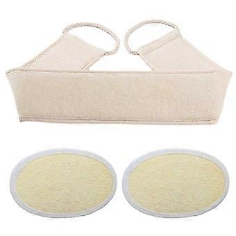 3 stk Loofah eksfolierende ryggskrubber sett, 100% naturlig Luffa Body Bath Sponge Pad, dobbel side skrubbestropp, ryggeksfoliator med lang tre