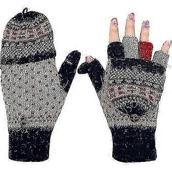Guanti invernali senza dita SHYV da donna, caldi, in lana lavorata a maglia, convertibili.