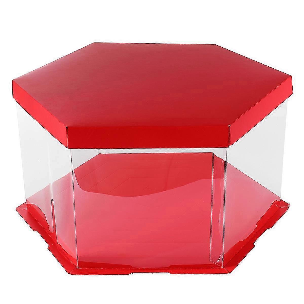 Hexagonal Transparent Cake Packaging Gift Box, Paper Material, 1pc