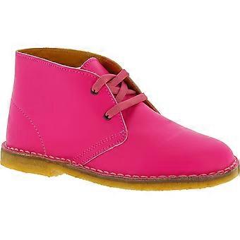 Fuchsia leather chukka boots for kids handmade in Italy