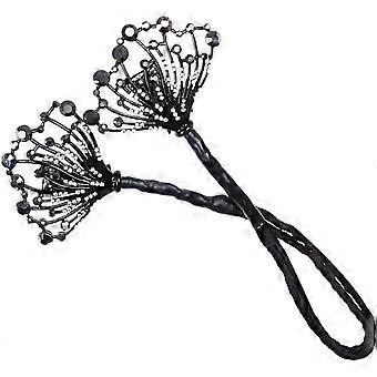 Clipe Cisne Negro, Ferramentas para Pentear, Acessórios de Cabelo para Noivas, Criador de Coque Habilidoso, Presilha para Coque com Glitter, Tecido Preto para Adolescentes