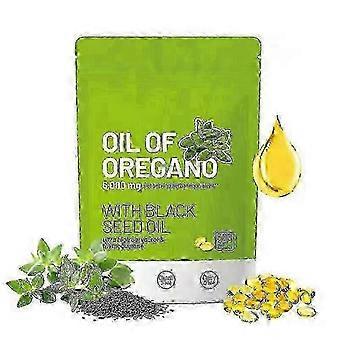 Óleo de Orégano, Óleo de Semente Preta 6000mg, Cápsulas Nutricionais em Gel e Mastigáveis, 180/300 Unidades oev_ynag2