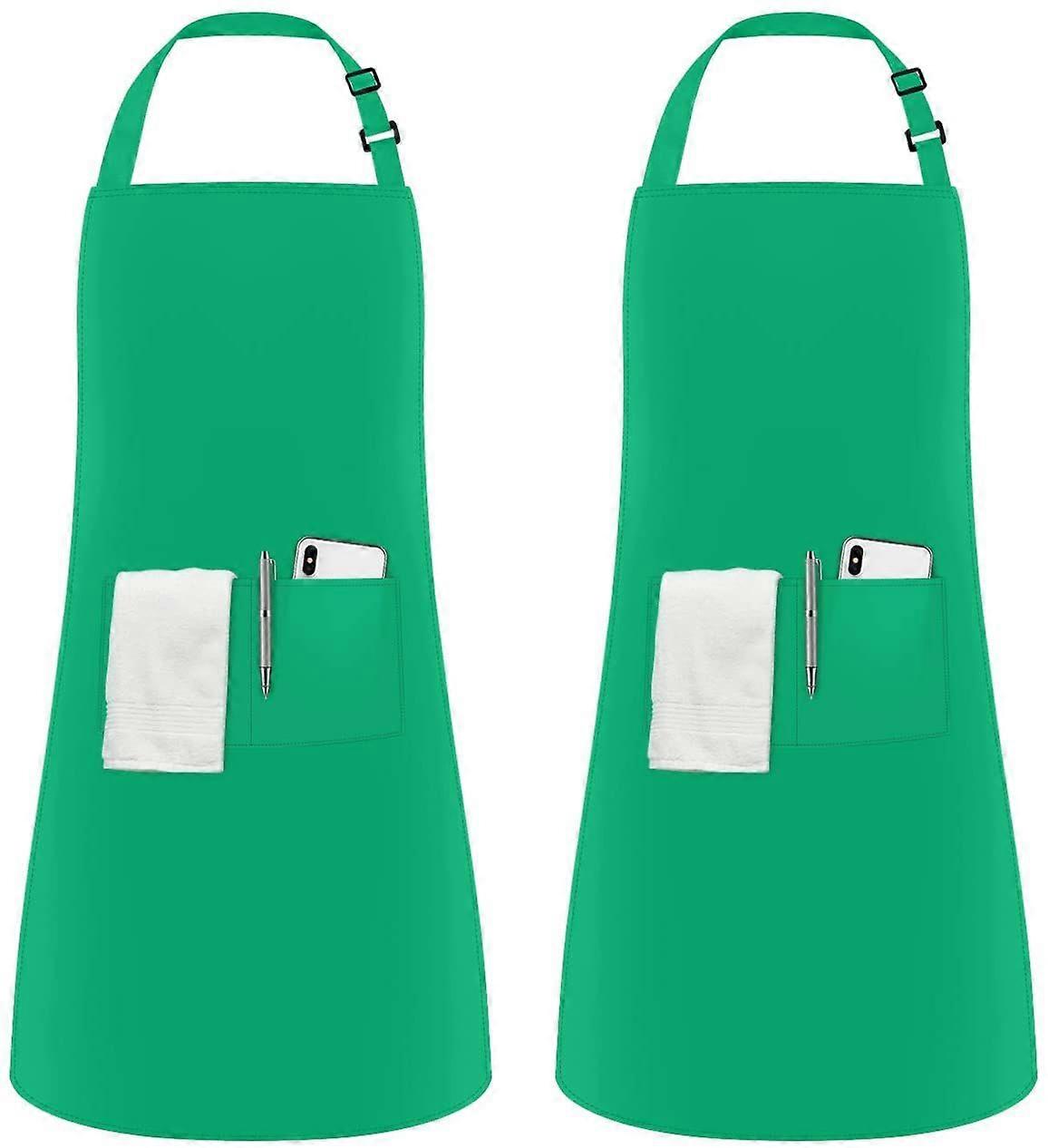 2Pcs Adjustable Apron with 2 Pockets Cooking Apron Kitchen Apron