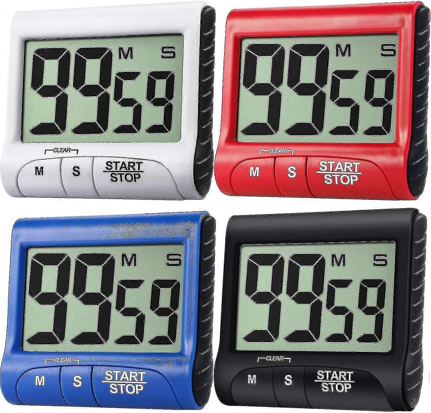 4 Pieces Digital Kitchen Timer Large Display Kitchen Alarm Clock Kit